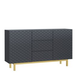 Creative Furniture Diamond Luxe Sideboard 140cm - Luxury Cabinet with Push to Open Storage in Dark Grey - thumbnail 4
