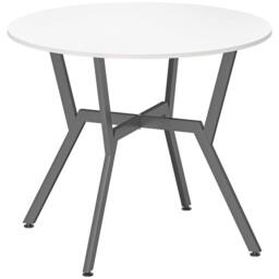 Wyld Haus Terretti High Gloss White 90cm Round Dining Table Black Metal Legs - thumbnail 2