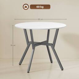 Wyld Haus Terretti High Gloss White 90cm Round Dining Table Black Metal Legs - thumbnail 4