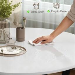 Wyld Haus Terretti High Gloss White 90cm Round Dining Table Black Metal Legs - thumbnail 8