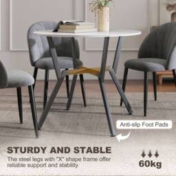 Wyld Haus Terretti High Gloss White 90cm Round Dining Table Black Metal Legs - thumbnail 6