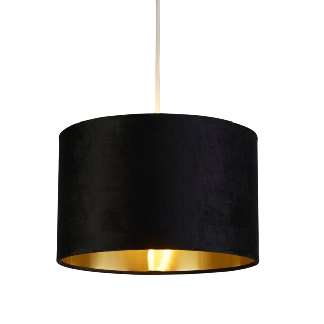 Lighting Collection Black Velvet Brushed Gold Inner Shade D27Cm Lamp Shade - image 1