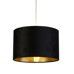 Lighting Collection Black Velvet Brushed Gold Inner Shade D27Cm Lamp Shade