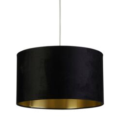 Lighting Collection Black Velvet Brushed Gold Inner Shade D27Cm Lamp Shade - thumbnail 2
