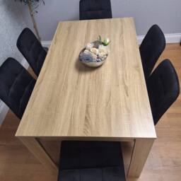 KOSY KOALA Oak Effect Dining Table Set With 6 Black Velvet Chairs in Light Oak - thumbnail 3
