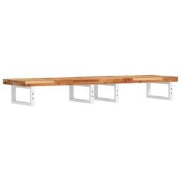 Berkfield Home Basin Shelf Wall Mounted Steel & Solid Wood Acacia in Brown - thumbnail 6