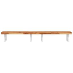 Berkfield Home Basin Shelf Wall Mounted Steel & Solid Wood Acacia in Brown - thumbnail 4