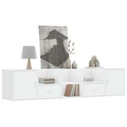 Berkfield Home Corner Cabinet White 200x40x45 cm Engineered Wood - Size: 200 x 40 x 45 cm - thumbnail 1
