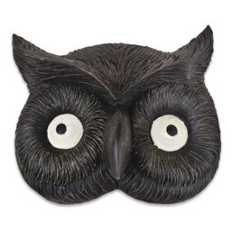mysmartbuy Owl Face Tree, Wall or Fence Decoration - Weather Resistant Polyresin Black Tawny Barn Owl Animal Sculpture - H16 x W19 x D4.5cm - thumbnail 2
