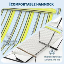 London Boutique Double Hammock w/ Stand & Pillow 2 Person Hammock Bed w/ Removable Pad - thumbnail 6