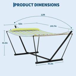London Boutique Double Hammock w/ Stand & Pillow 2 Person Hammock Bed w/ Removable Pad - thumbnail 5