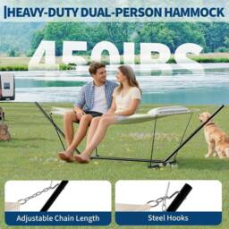 London Boutique Double Hammock w/ Stand & Pillow 2 Person Hammock Bed w/ Removable Pad - thumbnail 7