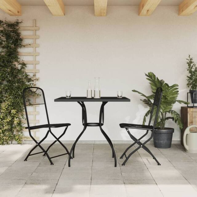 Berkfield Home 3 Piece Garden Dining Set Anthracite Metal Mesh in Black - image 1