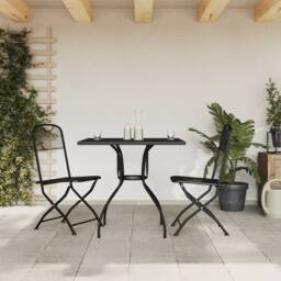 Berkfield Home 3 Piece Garden Dining Set Anthracite Metal Mesh in Black - thumbnail 1