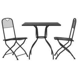 Berkfield Home 3 Piece Garden Dining Set Anthracite Metal Mesh in Black - thumbnail 2