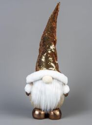 Shatchi 56cm Gnome Santa - Christmas Figurine in Gold - thumbnail 2
