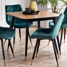 Cheshire Premium Findlay 90cm Square Dining Table - Walnut & Black - thumbnail 2