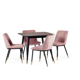 Cheshire Premium Findlay 90cm Square Dining Table - Walnut & Black - thumbnail 4