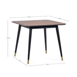 Cheshire Premium Findlay 90cm Square Dining Table - Walnut & Black - thumbnail 3
