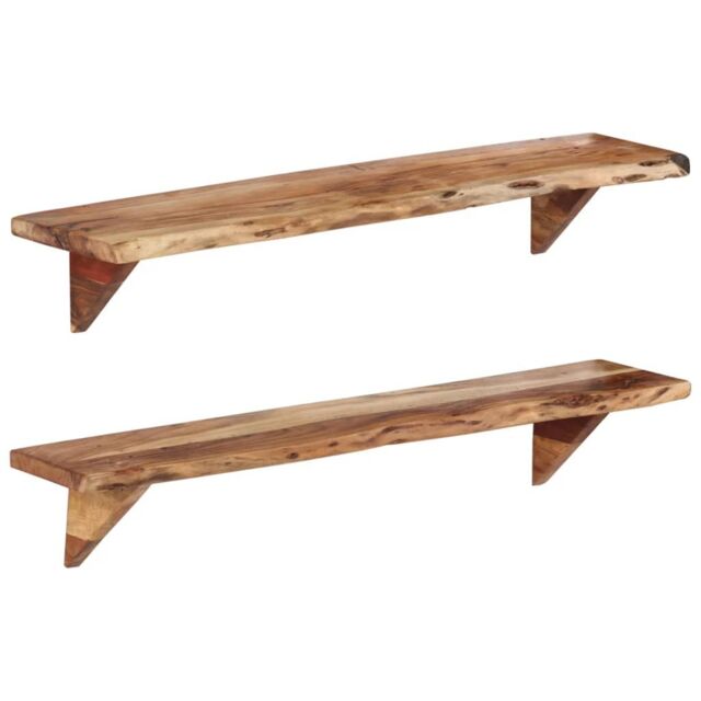 Berkfield Home Wall Shelves 2 pcs 110x20x18 cm Solid Wood Acacia in Brown - Size: 110 x 20 x 18 cm - image 1