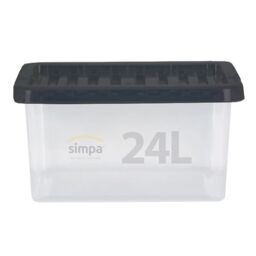 simpa 24L Stackable Plastic Storage Boxes - Set of 5 in Clear - thumbnail 2