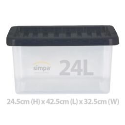 simpa 24L Stackable Plastic Storage Boxes - Set of 5 in Clear - thumbnail 3
