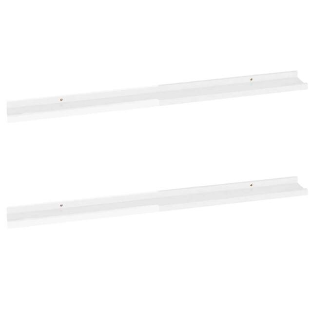 Berkfield Home Wall Shelves 2 pcs High Gloss White 100x9x3 cm - Size: 100 x 9 x 3 cm - image 1