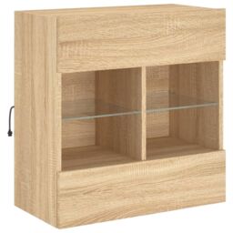 Berkfield Home TV Wall Cabinet with LED Lights Sonoma Oak 58.5x30x60.5 cm in Brown - thumbnail 3
