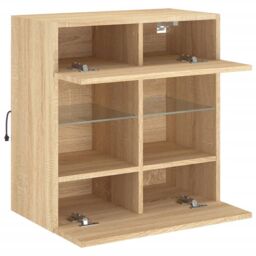 Berkfield Home TV Wall Cabinet with LED Lights Sonoma Oak 58.5x30x60.5 cm in Brown - thumbnail 8