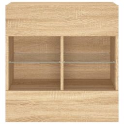 Berkfield Home TV Wall Cabinet with LED Lights Sonoma Oak 58.5x30x60.5 cm in Brown - thumbnail 7