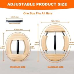 FLAVORA Adjustable Wooden Hat Stretcher Shaper For Adults in Natural - Size: 500mm - thumbnail 5