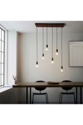 Netlighting Stellan Plate Pendant Ceiling Lamp Oak Stained Plywood Anthracite Finish in Black - thumbnail 2