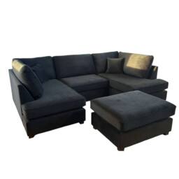 SNUG FURNITURE BIRMINGHAM LTD Vienna Plush Velvet U Shape Corner Sofa in Black - thumbnail 2