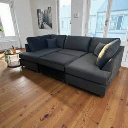SNUG FURNITURE BIRMINGHAM LTD Vienna Plush Velvet U Shape Corner Sofa in Black - thumbnail 1