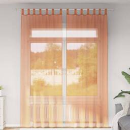 Berkfield Home Voile Curtains with Loops 2 pcs Terracotta 140x260 cm - thumbnail 2