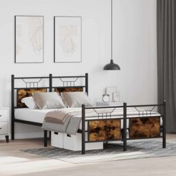Berkfield Home Bed Frame without Mattress Smoked Oak 120x190 cm Small Double Engineered Wood in Brown - thumbnail 4