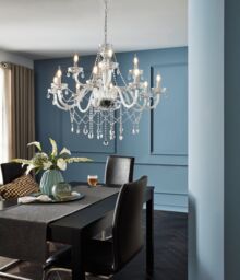 Loops Chandelier Light Chrome Plated Steel & Clear Glass Droplets Bulb E14 12x40W in Metallics - thumbnail 2