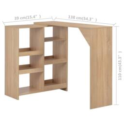Berkfield Home Comfortable Bar Table with Moveable Shelf Oak 138x39x110 cm in Light Oak - Size: 138 x 39 x 110 cm - thumbnail 6
