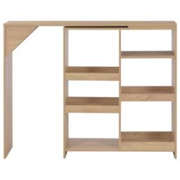 Berkfield Home Comfortable Bar Table with Moveable Shelf Oak 138x39x110 cm in Light Oak - Size: 138 x 39 x 110 cm - thumbnail 3