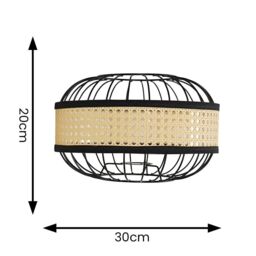 ValueLights Vimet Black Wire & Rattan Easy Fit Pendant Shade - thumbnail 6