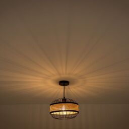 ValueLights Vimet Black Wire & Rattan Easy Fit Pendant Shade - thumbnail 4