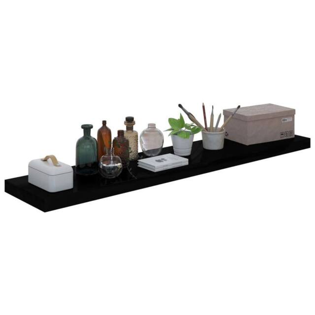 Berkfield Home Durable Floating Wall Shelf High Gloss Black 120x23.5x3.8 cm MDF - image 1