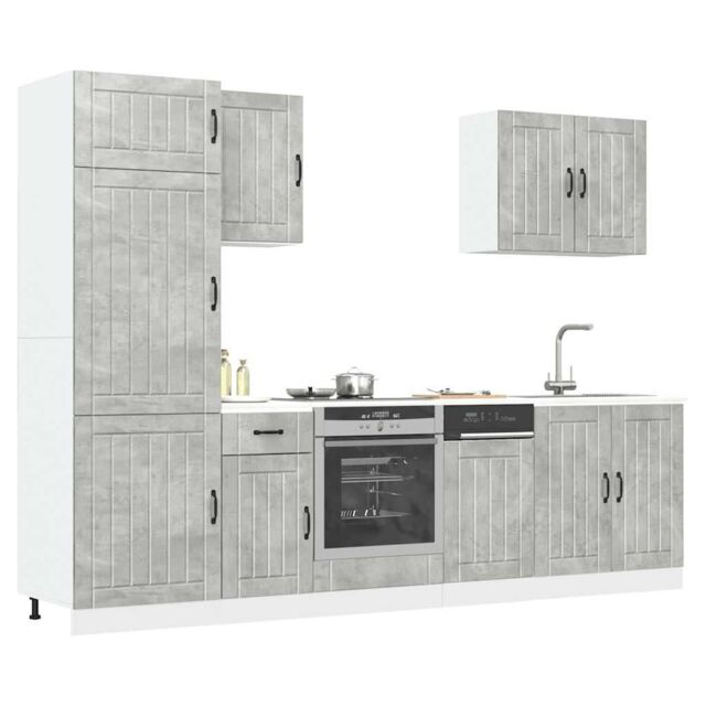 Berkfield Home 7 Piece Kitchen Cabinet Set Kalmar Concrete Grey Engineered Wood - image 1