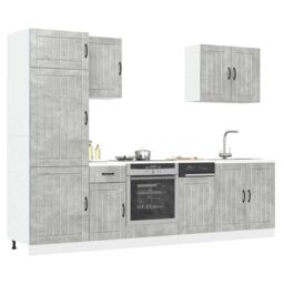 Berkfield Home 7 Piece Kitchen Cabinet Set Kalmar Concrete Grey Engineered Wood - thumbnail 1