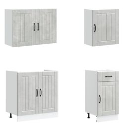 Berkfield Home 7 Piece Kitchen Cabinet Set Kalmar Concrete Grey Engineered Wood - thumbnail 4