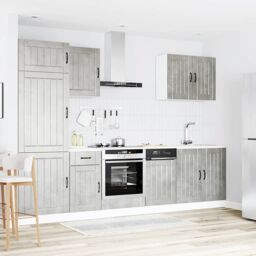 Berkfield Home 7 Piece Kitchen Cabinet Set Kalmar Concrete Grey Engineered Wood - thumbnail 3