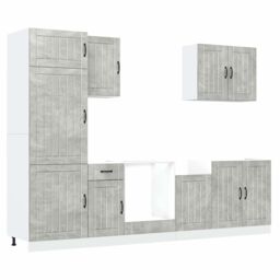Berkfield Home 7 Piece Kitchen Cabinet Set Kalmar Concrete Grey Engineered Wood - thumbnail 2