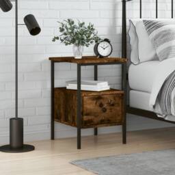 Berkfield Home Bedside Cabinet Smoked Oak 34x36x50 cm Engineered Wood in Brown - Size: 34 x 36 x 50 cm - thumbnail 1