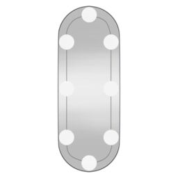 Berkfield Home Wall Mirror with LED Lights 15x40 cm Glass Oval in Silver - thumbnail 5