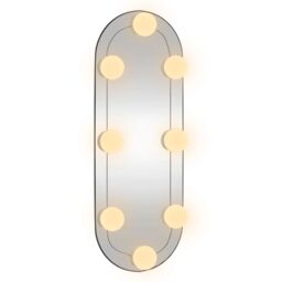 Berkfield Home Wall Mirror with LED Lights 15x40 cm Glass Oval in Silver - thumbnail 4